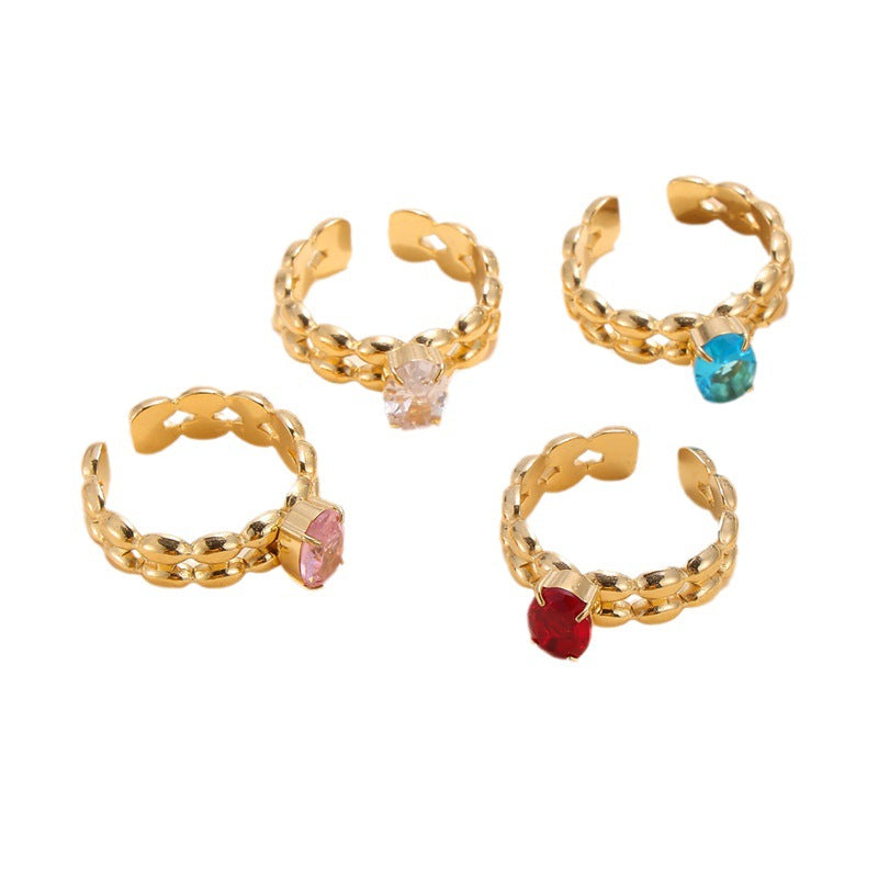 Wholesale Stainless Steel Zircon Inlaid Ring